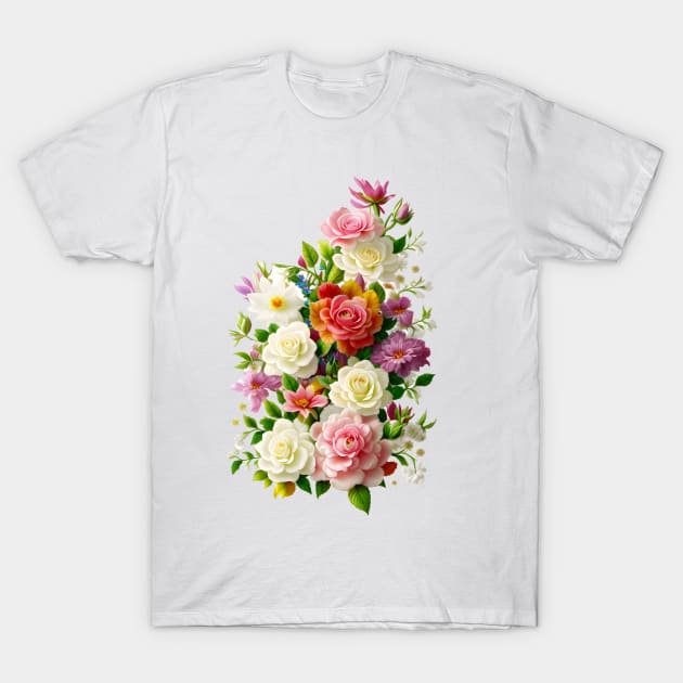 Elegant Rose Bouquet T-Shirt by IrinaGuArt